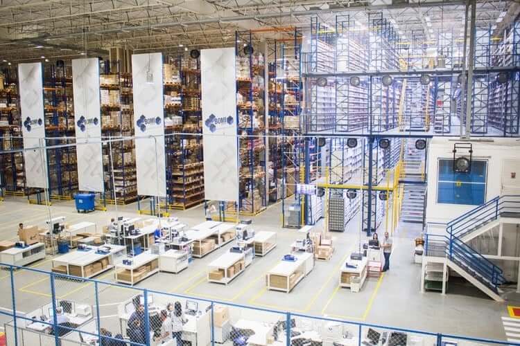 the interior of a distribution warehouse