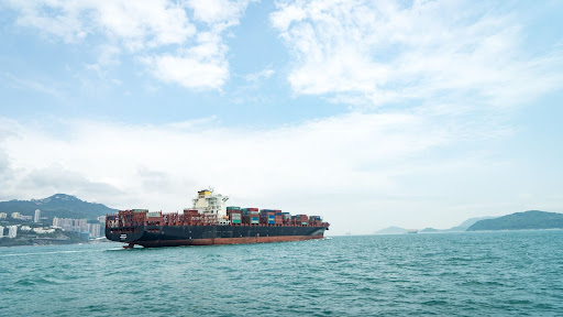 A loaded shipping container