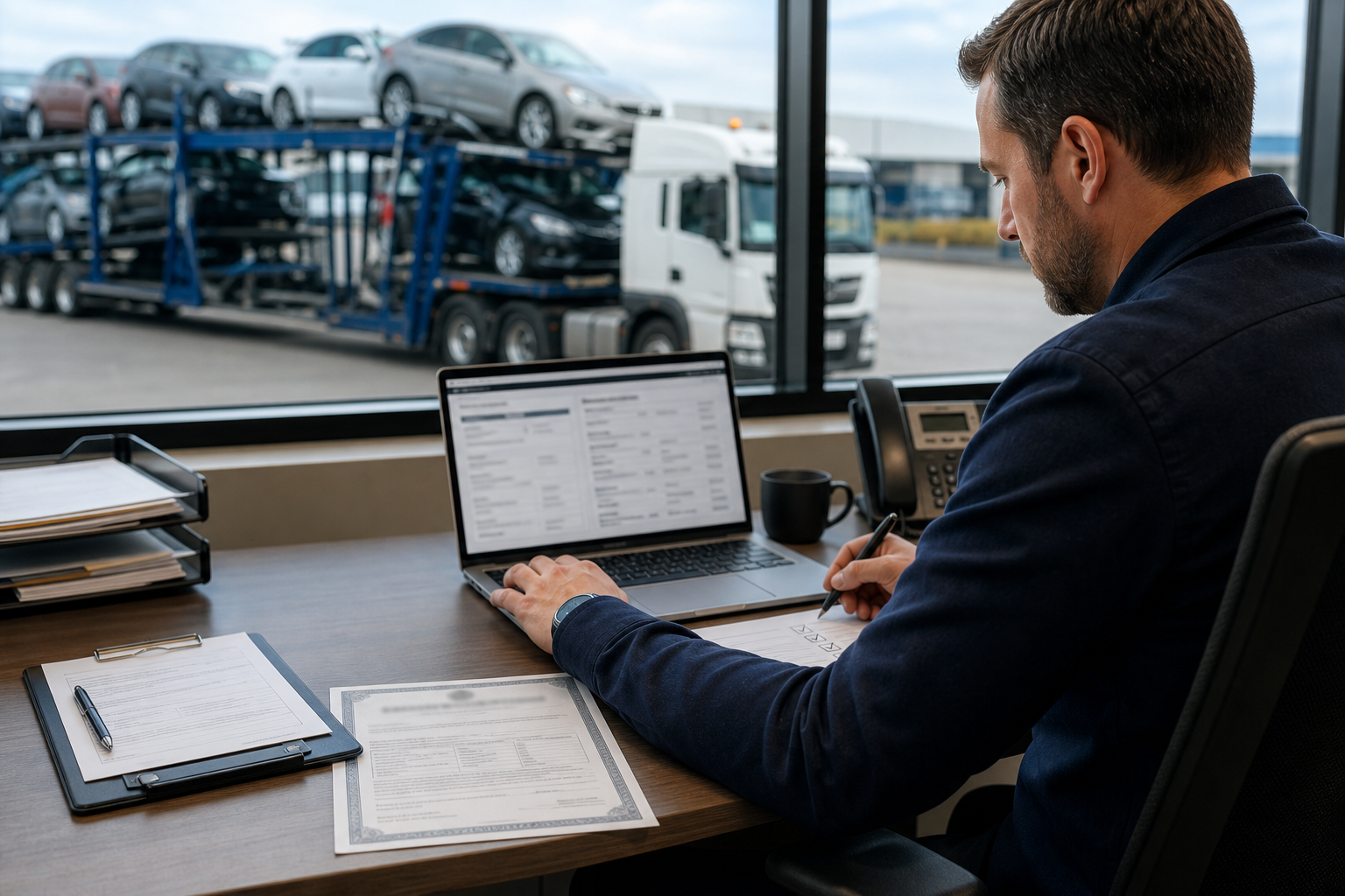 Carrier vetting checklist with insurance and Bill of Lading documents for car shipping