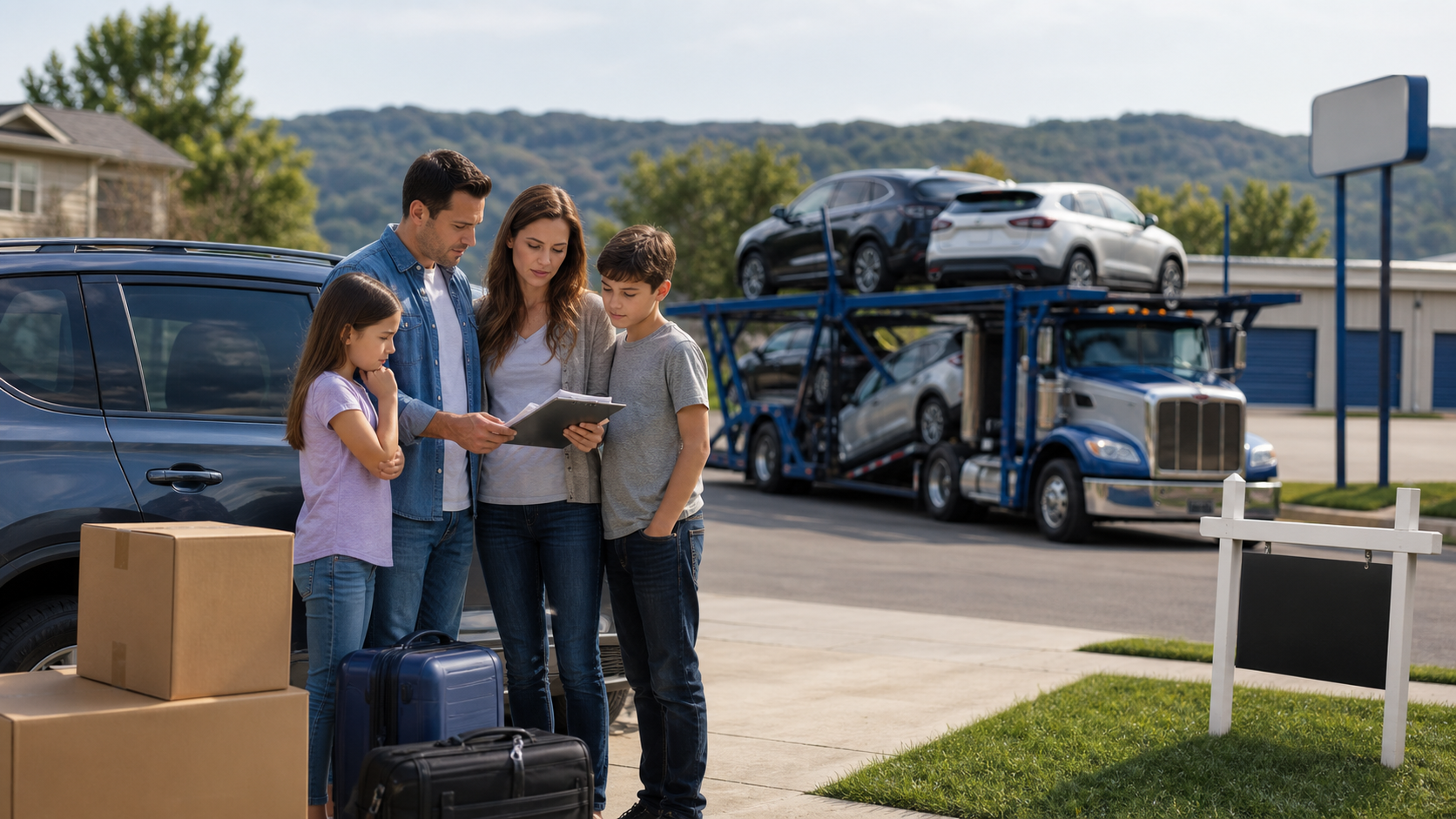 Second car PCS decision with driveway auto carrier storage and moving checklist