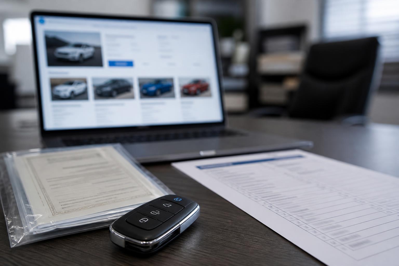Auction car shipping checklist with keys and vehicle release paperwork